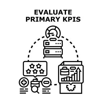 Evaluating primary kpis for business performance analysis Stock Illustration