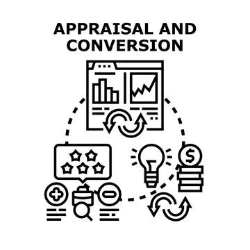 Evaluating process and converting ideas into profit Illustrazione stock
