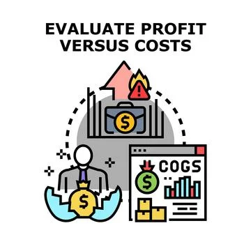Evaluating profit versus costs line icon concept Stock Illustration