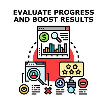 Evaluating progress and boosting business results concept Stock Illustration