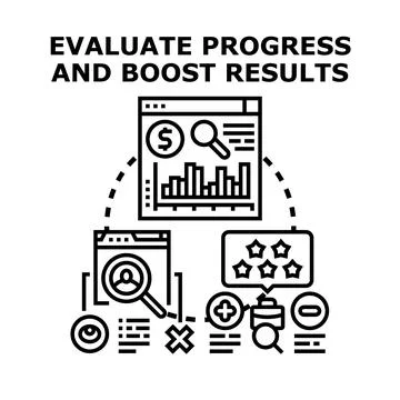 Evaluating progress and boosting business results concept Stock Illustration