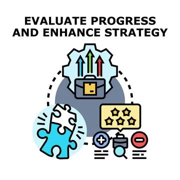 Evaluating progress and enhancing business strategy concept loop Illustrazione stock