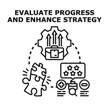 Evaluating progress and enhancing business strategy concept loop Stock Illustration