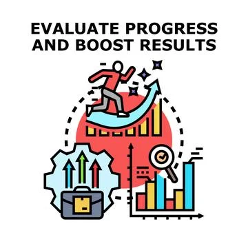 Evaluating progress boosting business results concept illustration Stock Illustration