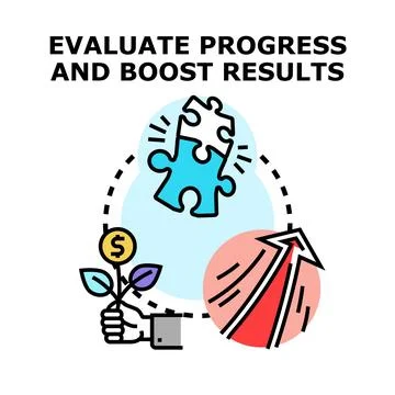 Evaluating progress, boosting results, and achieving growth Stock Illustration