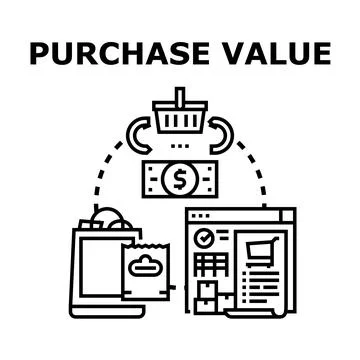 Evaluating purchase value and consumer spending concept Stock Illustration