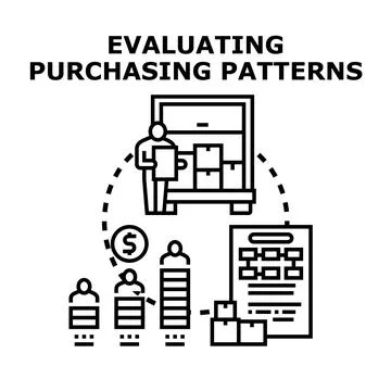 Evaluating purchasing patterns business analysis process Stock Illustration