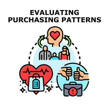 Evaluating purchasing patterns for consumer behavior analysis Stock Illustration