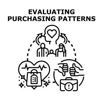 Evaluating purchasing patterns for consumer behavior analysis Stock Illustration