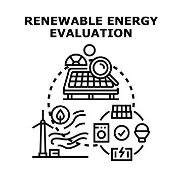 Evaluating renewable energy sources and sustainable development Stock Illustration