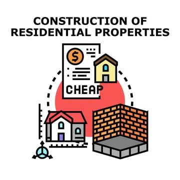 Evaluating residential property construction budget and planning Stock Illustration