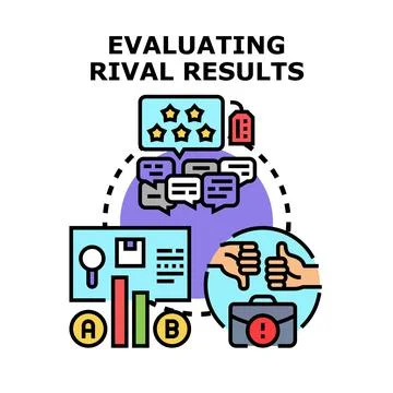 Evaluating rival business competition results performance analysis Stock Illustration