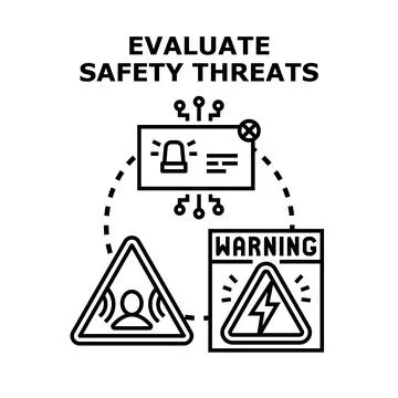 Evaluating safety threats and potential risks concept 库存插图