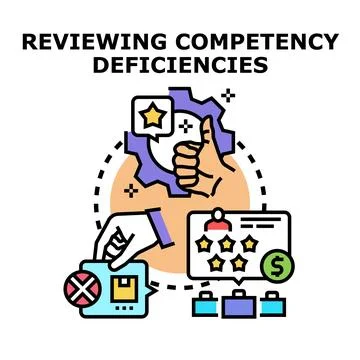 Evaluating skill gaps and improving employee performance concept Stock Illustration