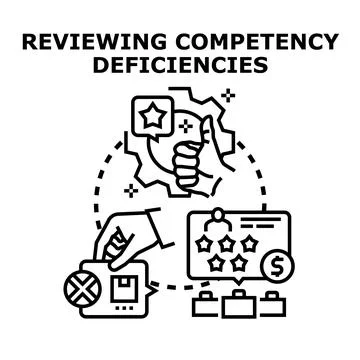 Evaluating skill gaps and improving employee performance concept Stock Illustration