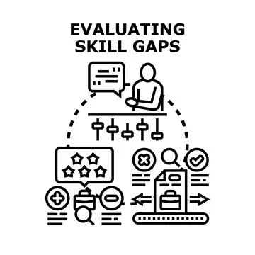 Evaluating skill gaps in professional development process Stock Illustration
