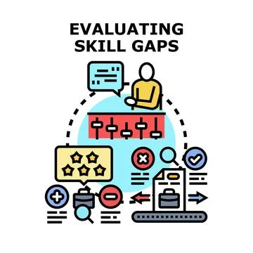 Evaluating skill gaps in professional development process Stock Illustration