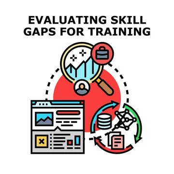 Evaluating skill gaps for training and development process Stock Illustration