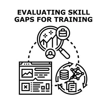 Evaluating skill gaps for training and development process Stock Illustration