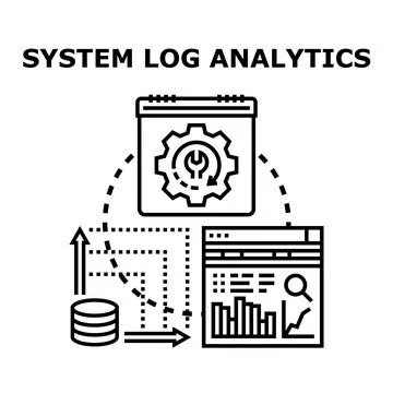 Evaluating system log data for operational analytics Illustrazione stock