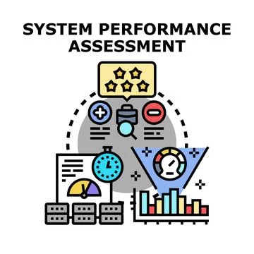 Evaluating system performance with data analysis and feedback Stock Illustration