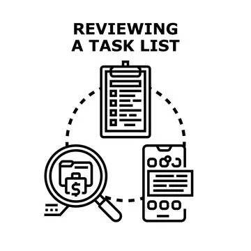 Evaluating task list for business planning and progress Stock Illustration