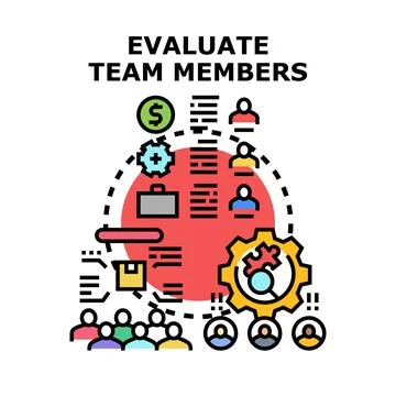 Evaluating team member performance and business analytics process Stock Illustration