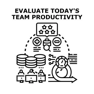 Evaluating team productivity and business performance concept Stock Illustration