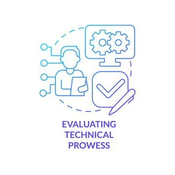 Evaluating technical prowess blue gradient concept icon Illustrazione stock