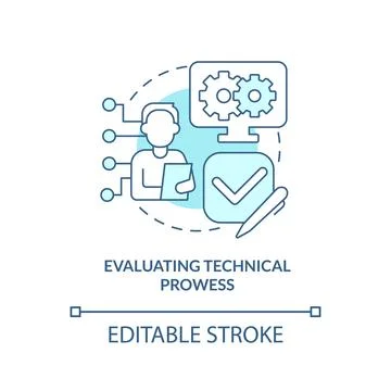 Evaluating technical prowess turquoise concept icon Stock Illustration