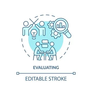 Evaluating turquoise concept icon Stock Illustration