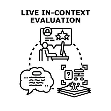 Evaluating user experience and feedback in context 스톡 일러스트