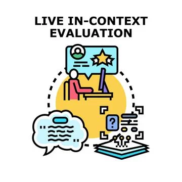 Evaluating user experience and feedback in context Stock Illustration