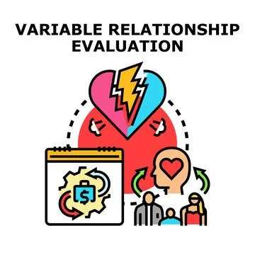 Evaluating variable relationship problems and emotional decisions Stock Illustration