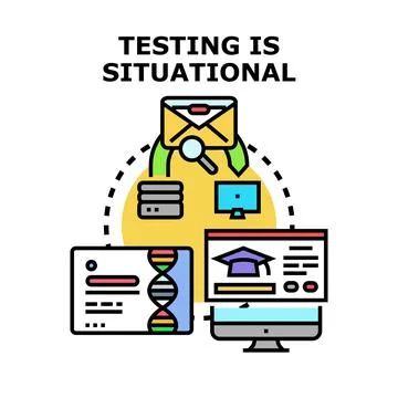Evaluating varied scenarios, testing and analyzing situational data Stock Illustration