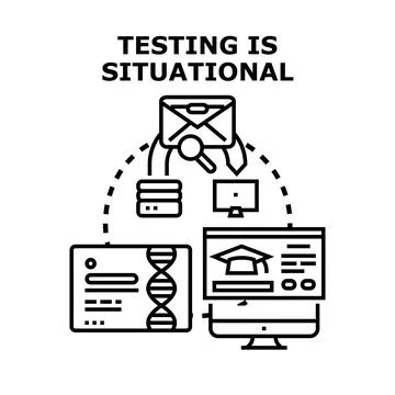 Evaluating varied scenarios, testing and analyzing situational data Stock Illustration