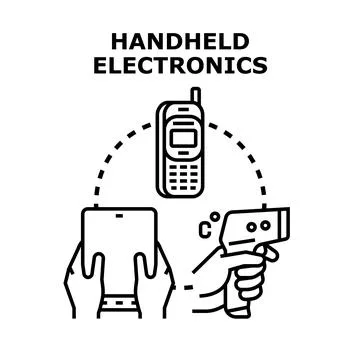 Evaluating various handheld electronic devices and technology concepts Stock Illustration