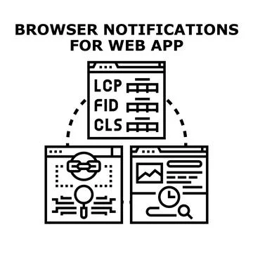 Evaluating web performance metrics improving core web vitals Stock Illustration