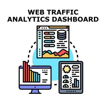 Evaluating web traffic analytics dashboard data management Stock Illustration