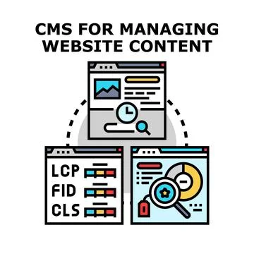 Evaluating website content management system performance optimization Stock Illustration