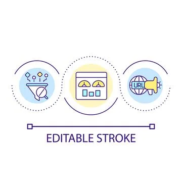 Evaluating website traffic loop concept icon Stock Illustration