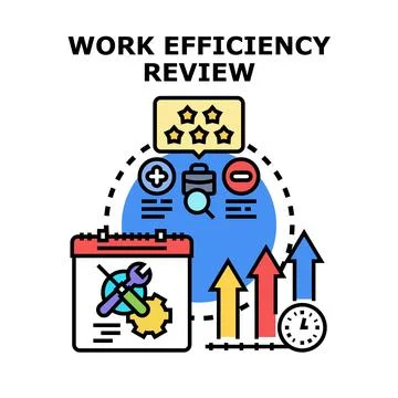 Evaluating work efficiency performance and business optimization review Stock Illustration
