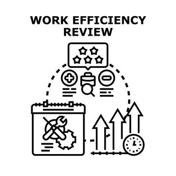 Evaluating work efficiency performance and business optimization review Stock Illustration