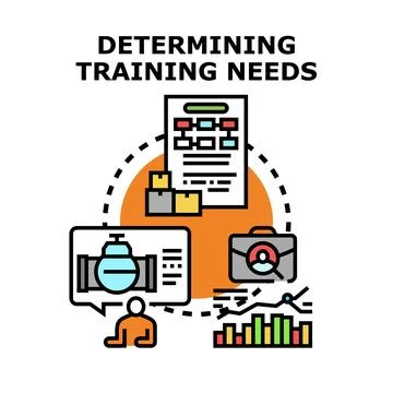Evaluating work training needs and skill development Stock Illustration