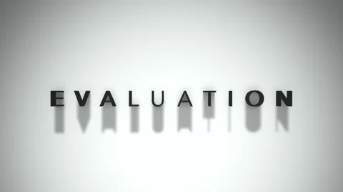 Evaluation 3D title animation matte black text on a white background Stock Footage 300717017