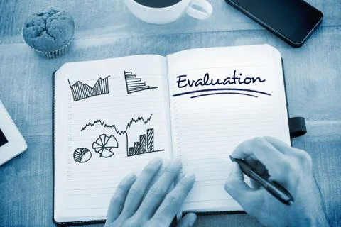 Evaluation  against business graphs Stock Illustration