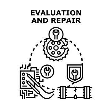 Evaluation and repair process for system problem fixing Stock Illustration