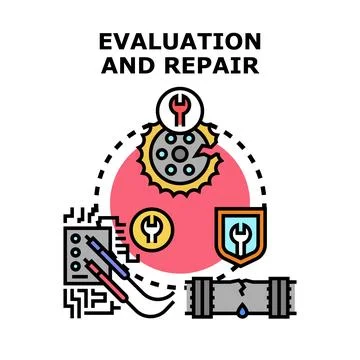 Evaluation and repair process for system problem fixing Stock Illustration