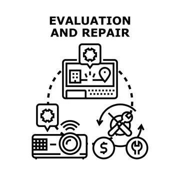 Evaluation and repair process for technical service and support Stock Illustration