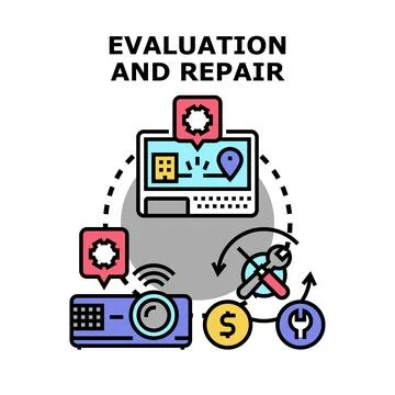 Evaluation and repair process for technical service and support Stock Illustration